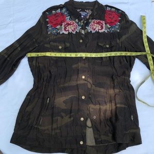 Johnny Was Workshop Rayon Drawstring Embroidered Jacket